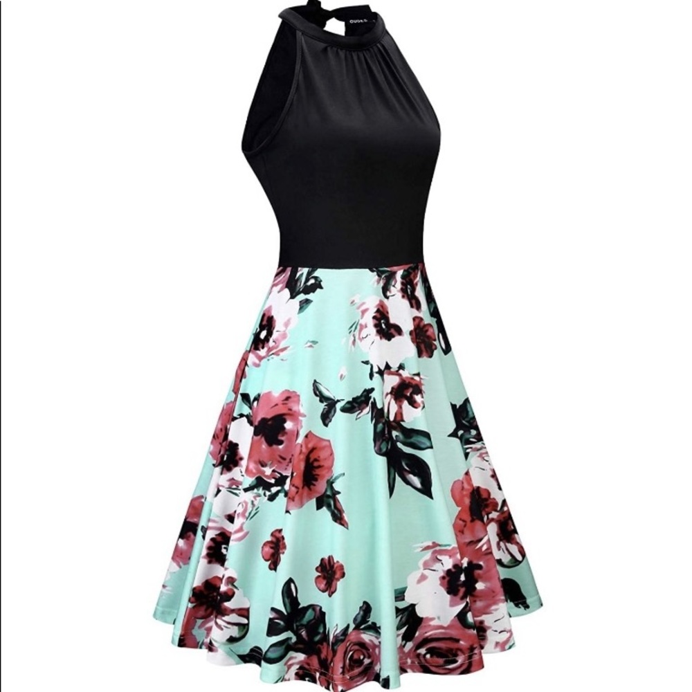 Women’s Stand Collar Off Shoulder Sleeveless Casual Dress
